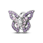 925 Sterling Silver Purple Butterfly Safety Chain Stopper Bead