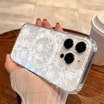 Romantic White Lace Flower Pattern Magnetic Phone Case For Samsung Galaxy S25 Ultra S24 S23 S22 Plus S21 FE Hard Clear Cover
