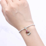 925 Sterling Silver Heart Zircon Coffee Charm Bead for Bracelet