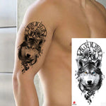 Waterproof Temporary Tattoos for Men Women Animal Lion Tiger Bear Tattoo Stickers Wolf Crown Body Art Arm Fake Tatoo