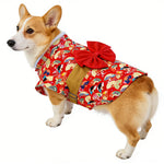Japanese Pet Kimono Bow Fan Print Puppy Dog Clothes Small Dogs Corgi Shiba Inu Shetland Cat Dresses Pet Clothing