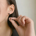 Sterling Silver Irregular Black Stud Earrings for Women - Wedding
