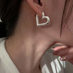 925 Sterling Silver Heart Love Hoop Earrings for Women
