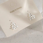 Sterling Silver Three Flowers Stud Earrings for Women - Elegant