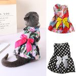 Classic Chinese Style Cat Dresses with Bow for Cats Ragdoll Siamese Cool Summer Pet Clothes Kitten Dress Vestidos Para Mascotas