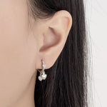Sterling Silver Heart Zircon Stud Earrings for Women - Elegant