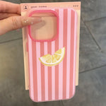 Lemon Slice Pink Stripes Phone Case For Xiaomi Redmi 14C 13C Redmi Note 15 Pro 14 13 12 11 10 Pro Plus 4G 5G 2 in1 Soft Cover