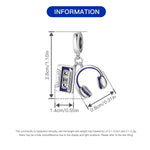 925 Sterling Silver Headphone Cassette Charm Bead for Bracelet