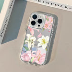 Pink Lily Peony Pattern Phone Case For iPhone 17 16 15 14 13 12 11 Pro Max 7 8 Plus XR X XS Max 16E Fashion Mirror Back Cover