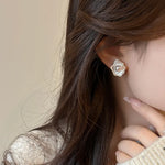 Sterling Silver Flower Pearl Earrings for Women - Vintage Wedding
