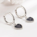 Sterling Silver Black Heart Earrings for Women - Gift
