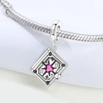 925 Sterling Silver Star Moon Sun Zircon Book Charm Pendant