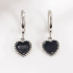 Sterling Silver Black Heart Earrings for Women - Gift
