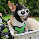 Pet Dog Riding Helmet with Ear Holes Puppy Outdoor Supplies Accessories Adjustable Motorcycle Helmets Protective Goggles Set