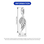 925 Sterling Silver Angel Wing Feather Dangle Charm Bead