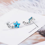 925 Sterling Silver Blue Star Crystal Stud Earrings for Women