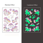 5 Sheets Luminous Tattoo Stickers Temporary Colorful Animal Dinosaur Tattoo Cute Tattoo Stickers Body Tattoo