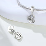 925 Sterling Silver Zircon Butterfly Alphabet Letter Charm Bead