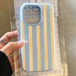 Stylish Yellow Striped Phone Case For Samsung Galaxy S25 S24 Ultra S23 S22 S21 Plus FE A36 A56 A26 A16 A07 A06 A15 A35 A55 5G