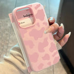 Korean Pink Leopard Print Cover For iPhone 16 Pro Max Case iPhone 17 Air 16 11 12 13 14 15 16 7 8 Plus 16promax 16E 2 in 1 Funda