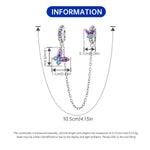 925 Sterling Silver Zircon Peach Heart Butterfly Safety Chain