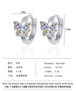 Sterling Silver Rainbow Butterfly Zircon Ring Earrings for Women