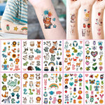 10pcs Cartoon Tattoo Stickers Waterproof Temporary Tattoos Flower Dinosaur Lion Strawberry Fake Tattoo for Men Women