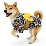 Japanese Pet Kimono Bow Fan Print Puppy Dog Clothes Small Dogs Corgi Shiba Inu Shetland Cat Dresses Pet Clothing