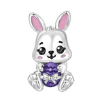925 Sterling Silver Easter Bunny Egg Charm Bead