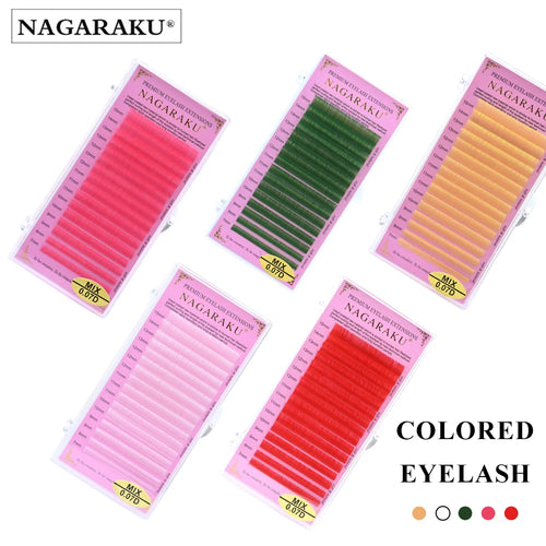 NAGARAKU Color Eyelash Pink Blue Purple White Yellow Green False Eyelash Cilios Maquiagem Makeup Mix 7~15mm（old box）