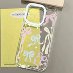 Transparent Phone Case For iPhone 16 16e 15 14 13 12 Mini 11 Pro Max X XR XSMax 7 8 Plus SE 2020 Pink Bow Knot Soft Back Cover