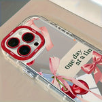 Red Ribbon Bow Cherry New Mirror Design Phone Case For iPhone 11 12 13 14 15 16 17 Pro Max 7 8 Plus XR XS 16E 17E Soft Cover