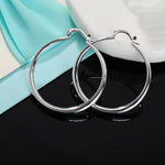 Sterling Silver 40mm Smooth Round Hoop Earrings for Women - Wedding