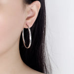 Sterling Silver 30-60mm Meteor Shower Hoop Earrings for Women