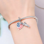 925 Sterling Silver Statue of Liberty Flag Charm Bead