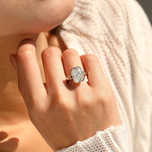 D Colour Statement Moissanite Wedding Ring | 925 Sterling Silver