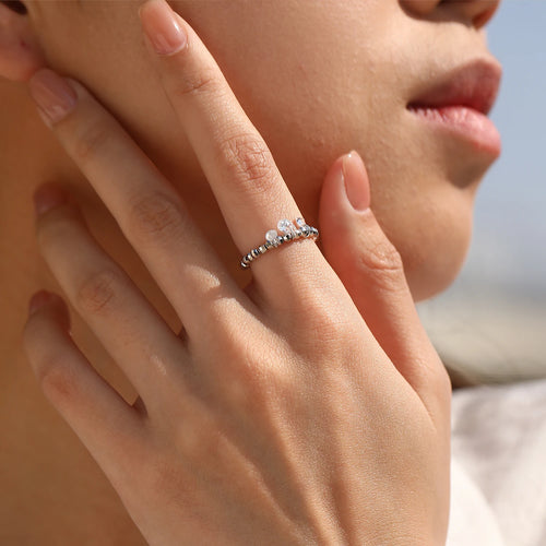 MODIAN Three D Color Moissanite Finger Ring 925 Sterling Sliver Sparkling Lab Diamond Swings Beaded Rings For Women Jewellery