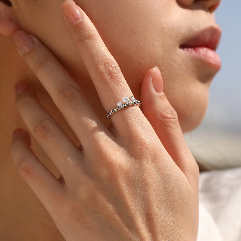 MODIAN Three D Color Moissanite Finger Ring 925 Sterling Sliver Sparkling Lab Diamond Swings Beaded Rings For Women Jewellery