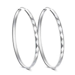 Sterling Silver Diamond-Cut 3-6cm Hoop Earrings for Women