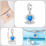 925 Sterling Silver Blue Betta Fish Ocean Pearl Charm Bead