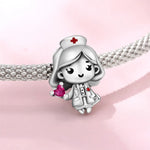 925 Sterling Silver Doctor Nurse Couple Charm Bead