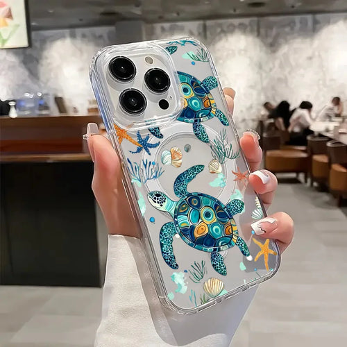 Sea Turtle Sea Star For Magsafe Magnetic Phone Case For iPhone 16 15 14 13 12 11 17 Pro Max 7 8 Plus 16E 17 Air Clear Soft Cover