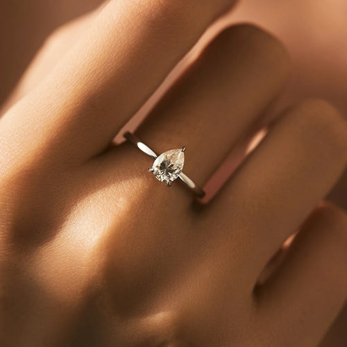VVS1 Pear Moissanite Engagement Ring | 925 Sterling Silver