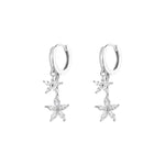 Sterling Silver Zircon Flower Earrings for Women - Wedding