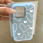 Stylish Transparent White Love Heart Phone Case For iPhone 17 Pro Air 16 13 14 12 11  15Pro Max 7 8 Plus 16E Shockproof Cover
