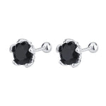 Sterling Silver Irregular Black Stud Earrings for Women - Wedding