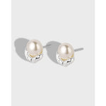 Sterling Silver Irregular Pearl Earrings for Women - Vintage Wedding