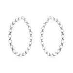 Sterling Silver Twisted Rope 45mm Hoop Earrings for Women - Vintage