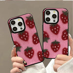Adorable Korean-Style Strawberry Glossy Soft Phone Case  For iPhone 17 16 16e 15 14 13 12 11 Pro Max X XR XS 7 8 Plus SE2 Cover