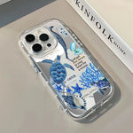 Blue Turtle Underwater World Phone Case For iPhone 17 Pro 16 15 14 13 12 11 Pro Max 7 8 Plus XR X XS Max 16E Luxury Mirror Cover